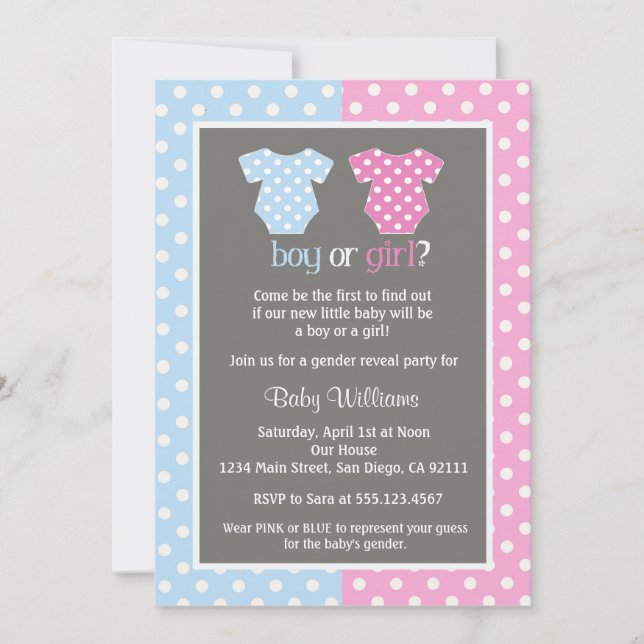 Gender Reveal Party Baby Shower Invitations (Front)