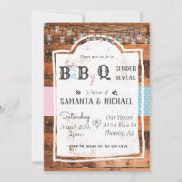 Gender Reveal Party BBQ Rustic Wood Country