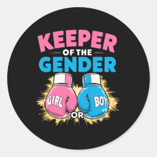 Gender Reveal Party Boxing Gloves Keeper Of Gender Classic Round Sticker