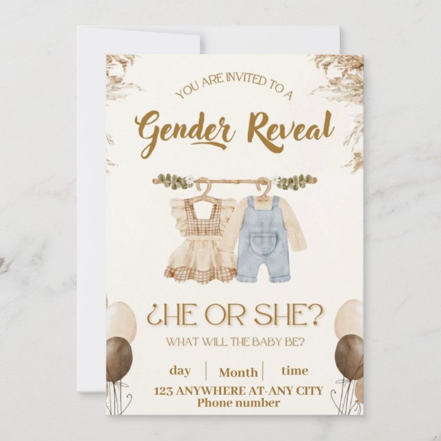 Gender Reveal Party Invitation – “He or She?” (Front)