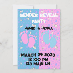 GENDER REVEAL PARTY INVITE WITH BUNNYS