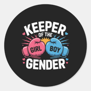 Gender Reveal Party Keeper Of Gender Boxing Pink O Classic Round Sticker