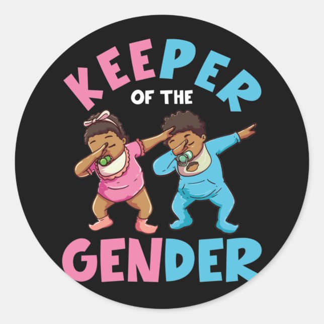 Gender Reveal Party Keeper of the Gender Baby Classic Round Sticker (Front)