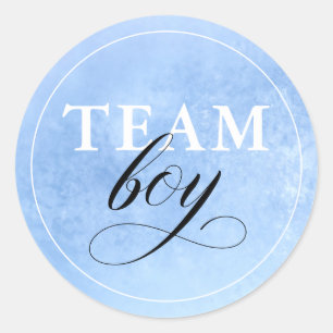 Gender Reveal Party Team Boy Classic Round Sticker