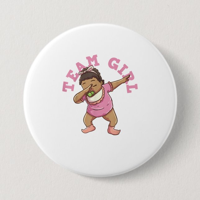 Gender Reveal Party Team Girl TShirt 3 Inch Round Button (Front)