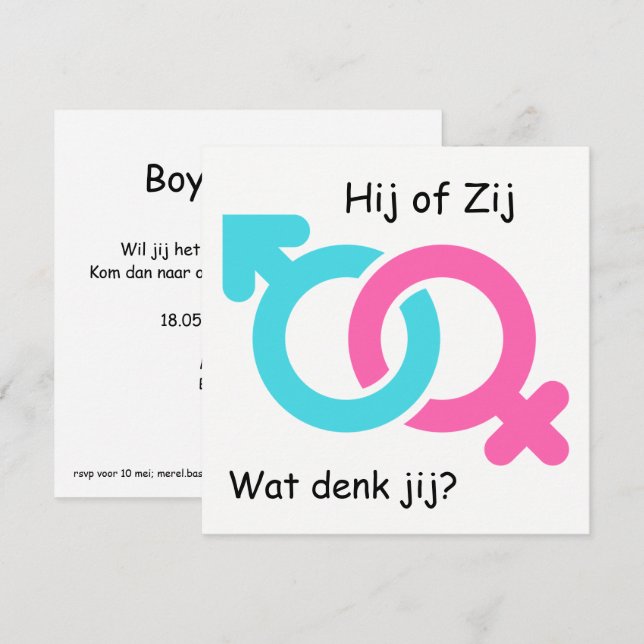 Gender Reveal Party uitnodiging Invitation (Front/Back)