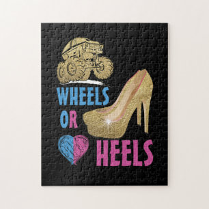Gender Reveal Party Wheels or Heels , Truck, We Lo Jigsaw Puzzle