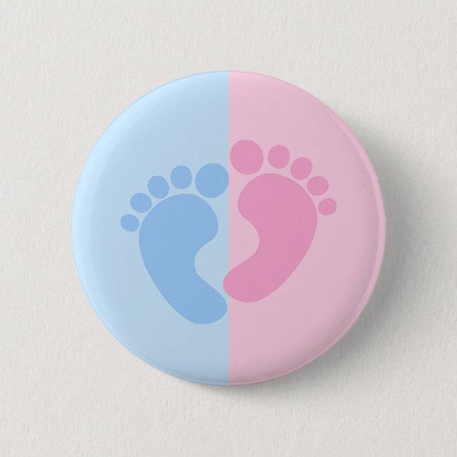 Gender Reveal Pink and Blue Baby Feet Shower 2 Inch Round Button (Front)