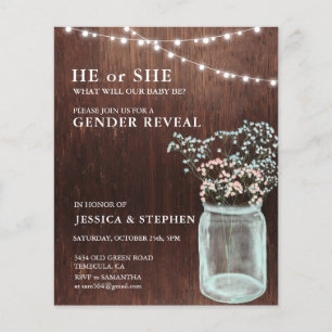 Gender Reveal Pink Blue Baby's Breath wood 