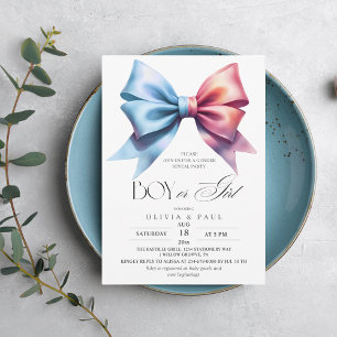 Gender Reveal Pink blue Bow Baby Shower Party  Invitation