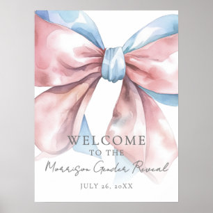 Gender Reveal Pink Blue Bow Welcome Sign