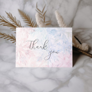 Gender Reveal Pink Blue Snowflake Thank You Card