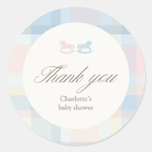Gender Reveal Pink Blue thank you Classic Round Sticker