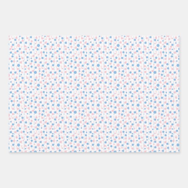 Gender reveal  polka dots wrapping paper sheets (Front)