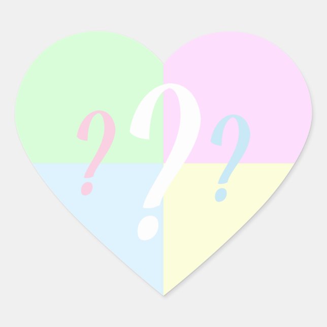 Gender reveal question mark heart sticker (Front)