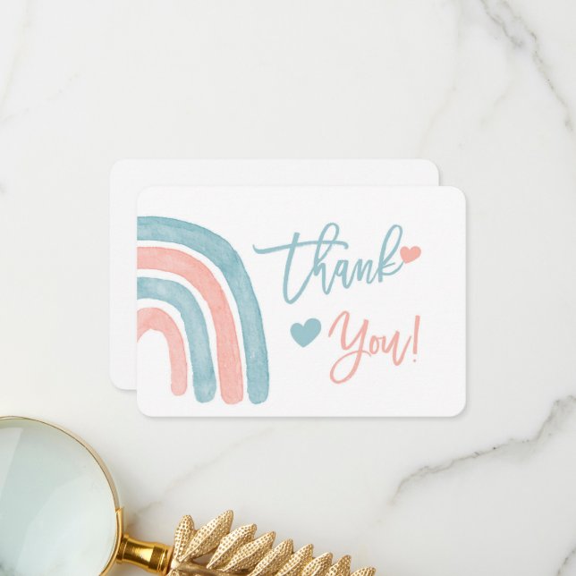 Gender Reveal Rainbow thank you card (Front/Back In Situ)