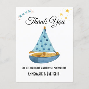 Gender Reveal Sailboat  Postcard