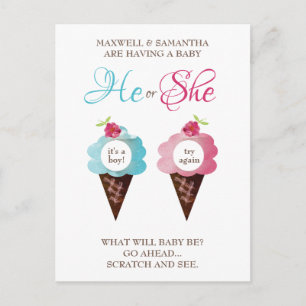 Gender Reveal Scratcher (not a real scratcher) Announcement Postcard