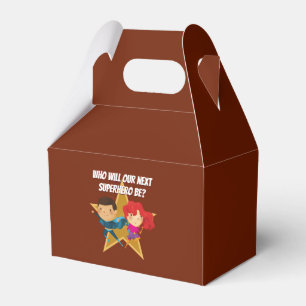 Gender Reveal Superhero Cute Blue Pink Red Favor Box