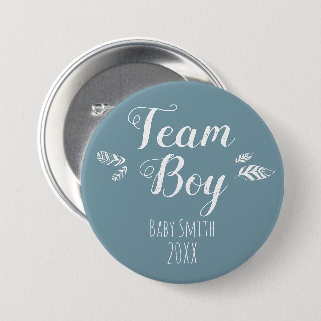 Gender reveal Team boy blue  Button (Front & Back)