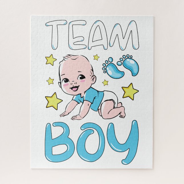 Gender Reveal Team Boy Party Set Jigsaw Puzzle (Vertical)
