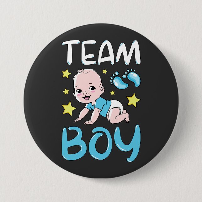 Gender Reveal Team Boy Party Set Round 3 Inch Round Button (Front)