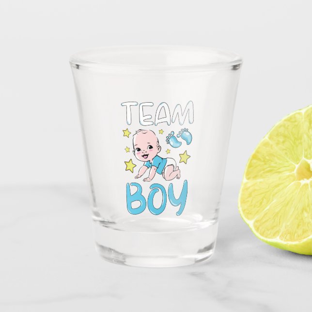 Gender Reveal Team Boy Party Set Shot Glass (Front)