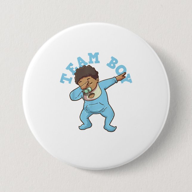 Gender Reveal Team Boy TShirt 3 Inch Round Button (Front)