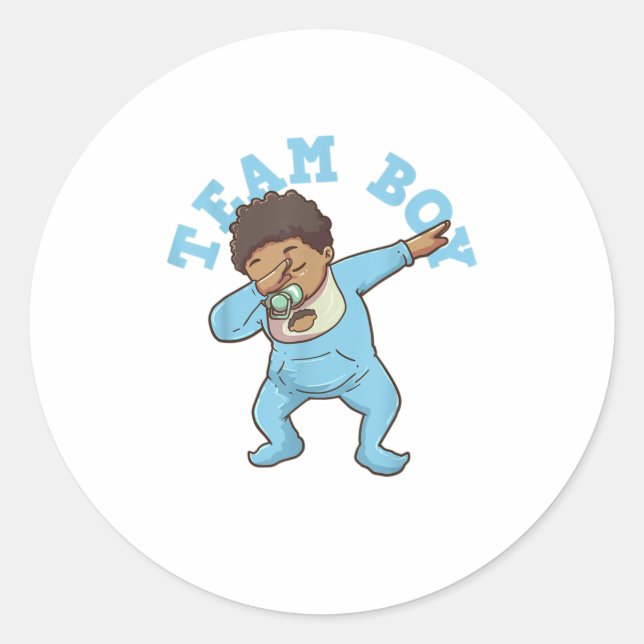 Gender Reveal Team Boy TShirt Classic Round Sticker (Front)