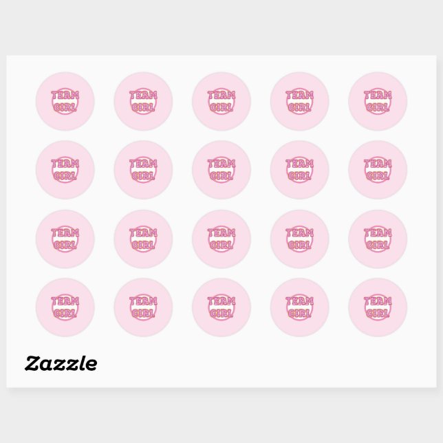 Gender reveal team girl  classic round sticker (Sheet)