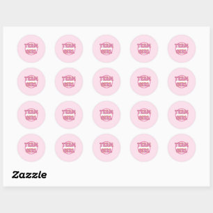 Gender reveal team girl  classic round sticker