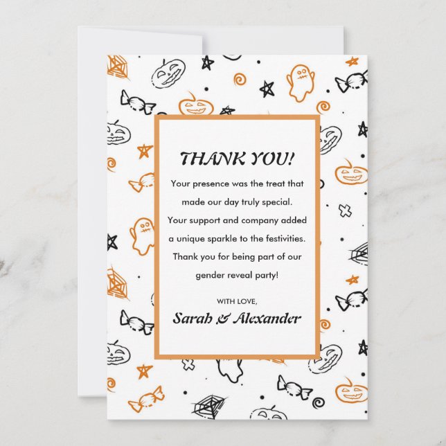 Gender reveal thank you cards October pattern (Front)
