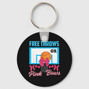 Gender Reveal Throws Or Pink Bows Basball Keychain