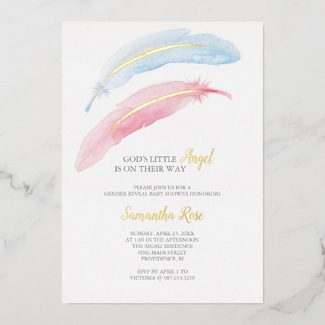Gender Reveal Watercolor Baby Shower (Front)
