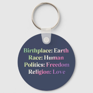 Genderfae Pride - Birthplace: Earth. Race: Human Keychain