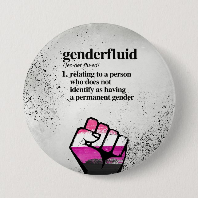 Genderfluid Definition - Defined LGBTQ Terms - 3 Inch Round Button (Front)
