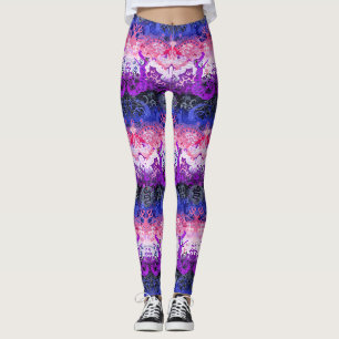 Genderfluid Dragon Damask - Genderfluid Pride Flag Leggings