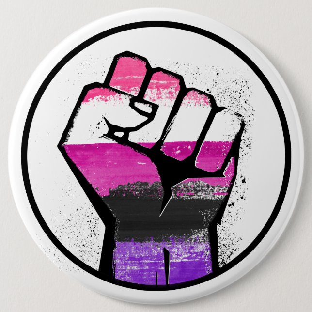 GENDERFLUID FIST 6 INCH ROUND BUTTON (Front)