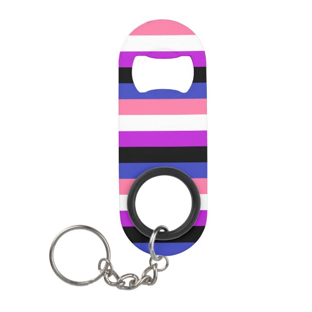 Genderfluid Flag Keychain Bottle Opener (Front)