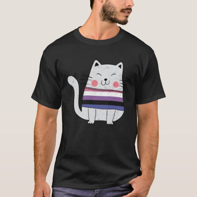 Genderfluid Flag LGBTQ Cats Pride Cat T-Shirt (Front)
