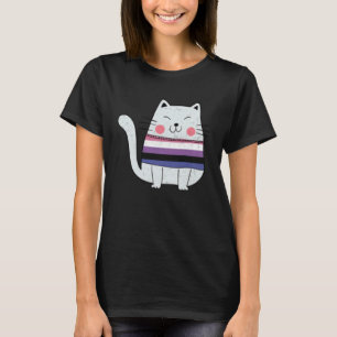 Genderfluid Flag LGBTQ Cats Pride Cat T-Shirt