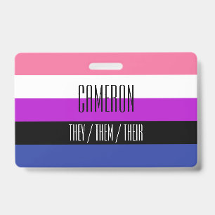 Genderfluid Flag Name / Pronoun Badge