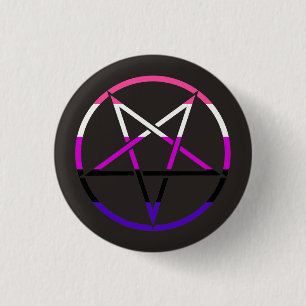 Genderfluid flag pentagram 1 inch round button