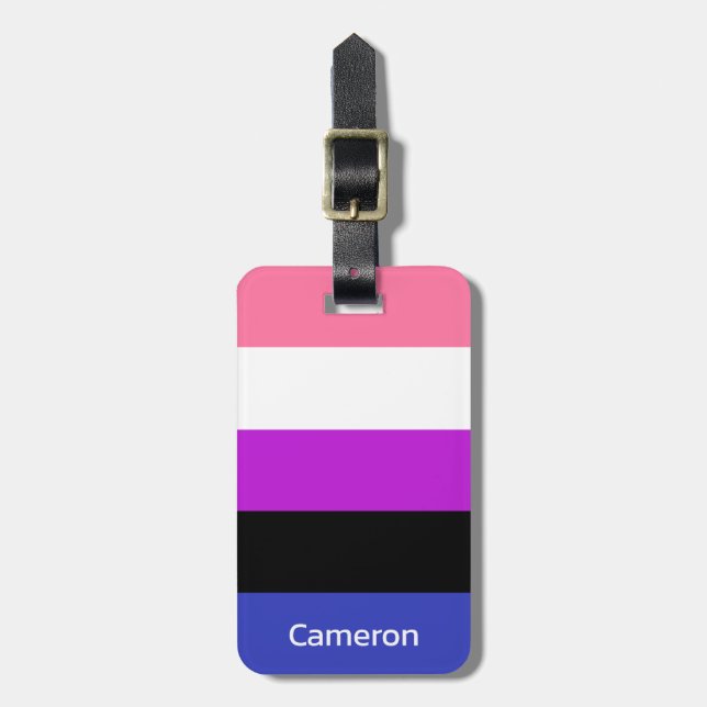 Genderfluid Flag Personalized Luggage Tag (Front Vertical)
