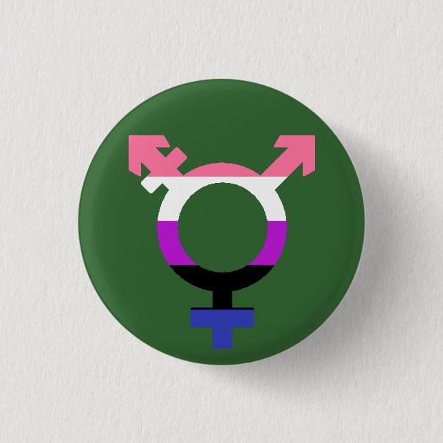 Genderfluid Flag Trans Symbol 1 Inch Round Button (Front)