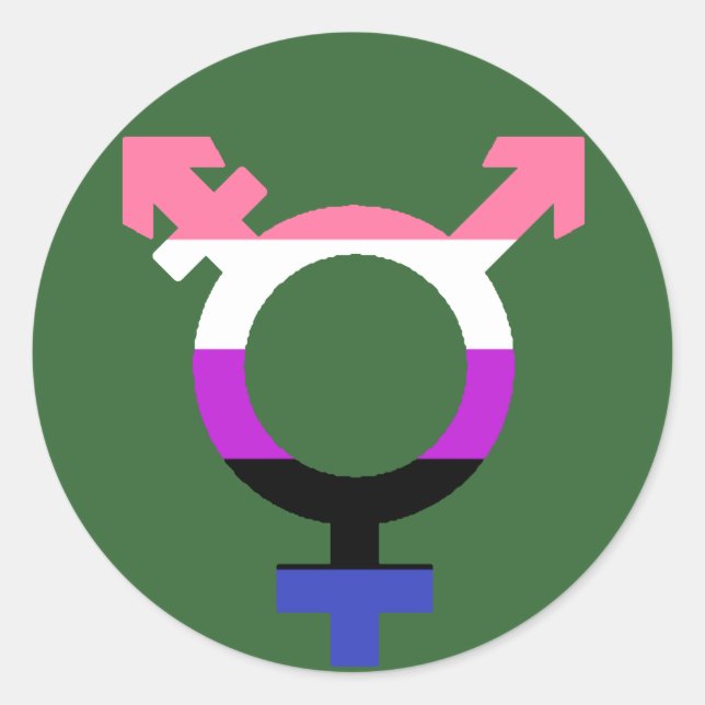 Genderfluid Flag Trans Symbol Classic Round Sticker (Front)
