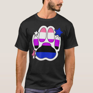 Genderfluid Furry Paw LGBTQ Month Gay Rights Pride T-Shirt