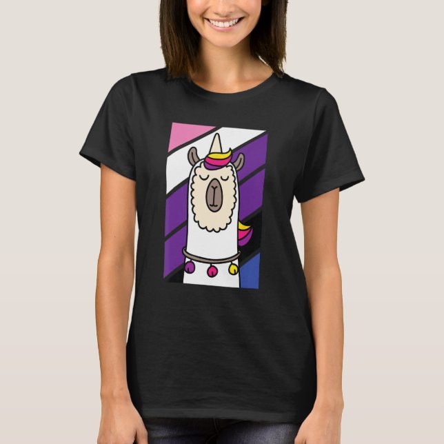 Genderfluid Llama LGBT-Q Funny Alpaca Unicorn Prid T-Shirt (Front)