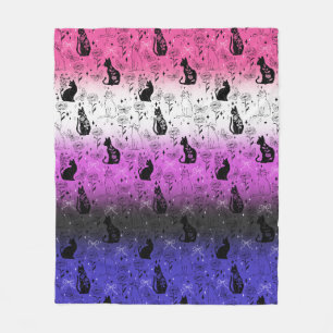 Genderfluid Pride Black Cat - Mystical Witchy Fleece Blanket