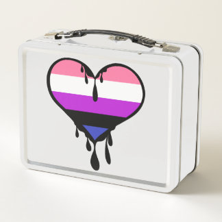 Genderfluid Pride Dripping Heart Metal Lunch Box